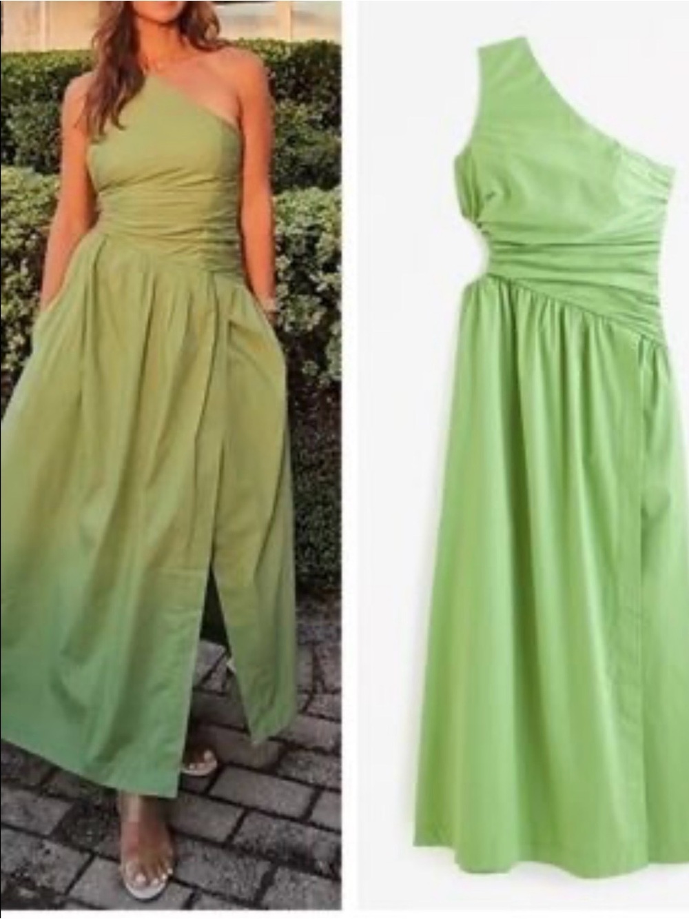 Abercrombie & Fitch One-Shoulder Lime Green Maxi Dress